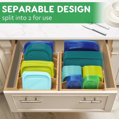 Bamboo de madeira expansível 13-27 "Container de armazenamento de alimentos Organizador para cozinha OEM Jantar