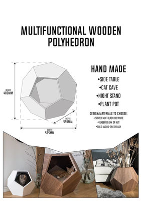 Container de armazenamento doméstico Cova de cama de gato em design moderno com madeira maciça e mesa lateral