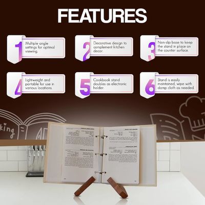 Porta-livros conveniente para cozinha Regular Acacia livro de cozinha Stand tamanho personalizado