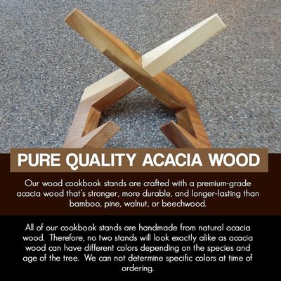 Porta-livros conveniente para cozinha Regular Acacia livro de cozinha Stand tamanho personalizado