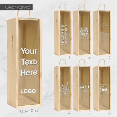 Caixinha de presente de madeira com alças e tampa acrílica