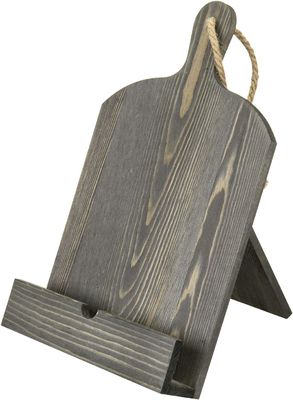 Porta-livros de receitas de madeira rústica ajustável e dobrável para armazenamento de cozinha