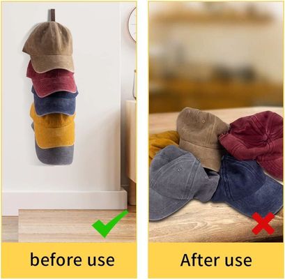 Organizador de chapéus de madeira montado na parede para chapéus