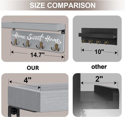 Porta-chaves de madeira de forma personalizada Montador de parede Porta-chaves Organize sua coleção de chaves