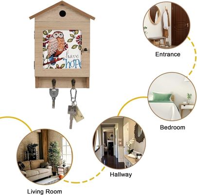 8 Ganchos Porta-chaves de madeira para montagem de parede Organizador de porta-chaves doméstico e economizador de espaço
