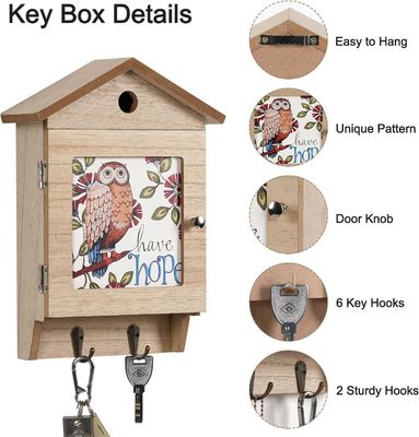 8 Ganchos Porta-chaves de madeira para montagem de parede Organizador de porta-chaves doméstico e economizador de espaço