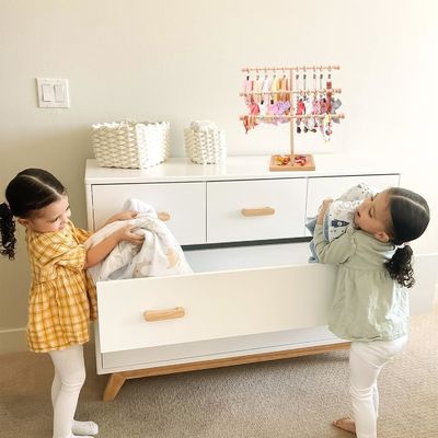 Decoração de prateleira de parede de madeira 3-Tier Baby Headband Holder Hairbands Display Stand