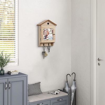 8 Ganchos Porta-chaves de madeira para montagem de parede Organizador de porta-chaves doméstico e economizador de espaço
