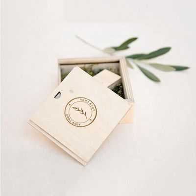 Caixas de presente personalizadas de caixas de madeira com tampa deslizante e manuseio de impressão de carimbo