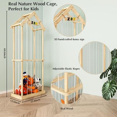 Amostra gratuita ou devemos devolvê-la Animal recheado Zoo Madeira Armazenamento de brinquedos macios