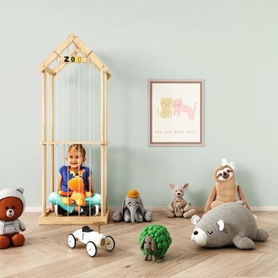 Amostra gratuita ou devemos devolvê-la Animal recheado Zoo Madeira Armazenamento de brinquedos macios