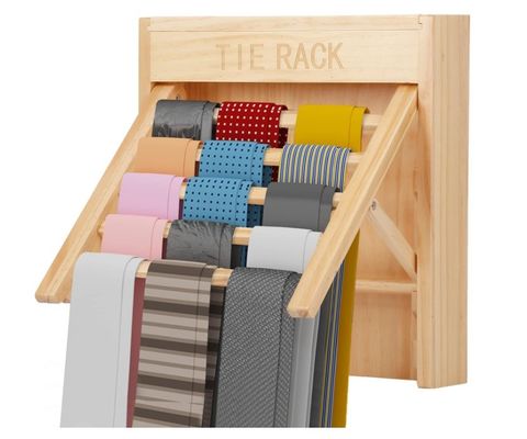 Estilo de olhar Mural montado Organizador de gravata de madeira Cinturão pendurador Porta gravata para poupar espaço