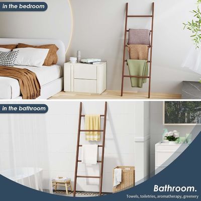 Eletrodomésticos Escada de madeira Prateleira Escada de cobertor decorativa para armazenamento de banheiro
