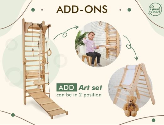 202405 Escadaria sueca 4in1 Gimnástica de escalada infantil com triângulo de escalada e mesa para crianças