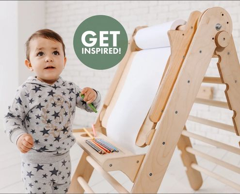 202405 Escadaria sueca 4in1 Gimnástica de escalada infantil com triângulo de escalada e mesa para crianças