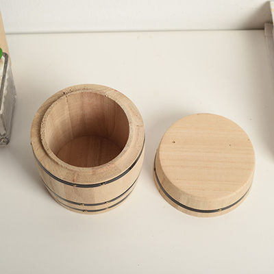 Barril de armazenamento de madeira de cor simples personalizável para suas preferências