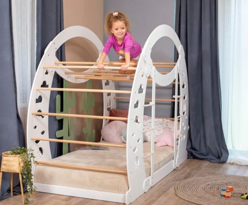Montessori Cama de Escalada com Muralha de Escalada Design Moderno Crianças Brincarem Cama Quadro por OEM