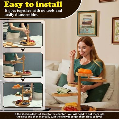 Partida de exposição de palco Set de torre de bolos de madeira com logotipo personalizado e suporte dobrável