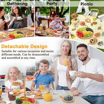 Partida de exposição de palco Set de torre de bolos de madeira com logotipo personalizado e suporte dobrável