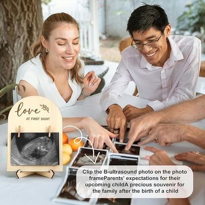 Impressão de corte a dedo 7,9 x 5,7 polegadas Quadro de foto de bebê de madeira fofinha para decoração de berçário