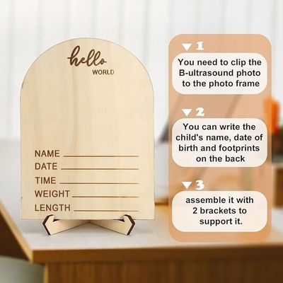 Impressão de corte a dedo 7,9 x 5,7 polegadas Quadro de foto de bebê de madeira fofinha para decoração de berçário