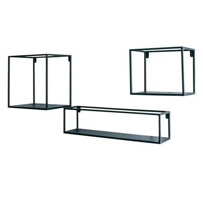 NO Prateleira de armazenamento de parede de madeira inflável com prateleiras de metal e madeira maciça de design moderno