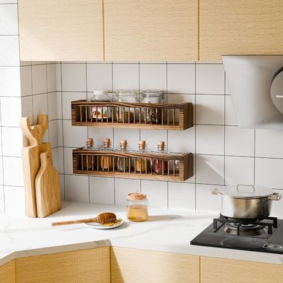 Prateleiras flutuantes de madeira personalizáveis para quarto Estética de imagem Prateleira de 2