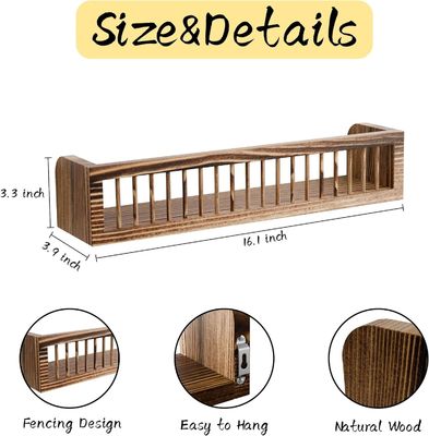 Prateleiras flutuantes de madeira personalizáveis para quarto Estética de imagem Prateleira de 2