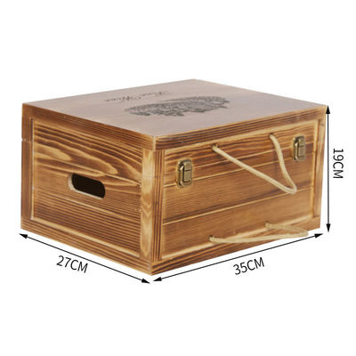 Logotipo personalizado aceitável personalizado feito à mão 6 garrafas de vinho de madeira caixas de presente caixa de dobradiças