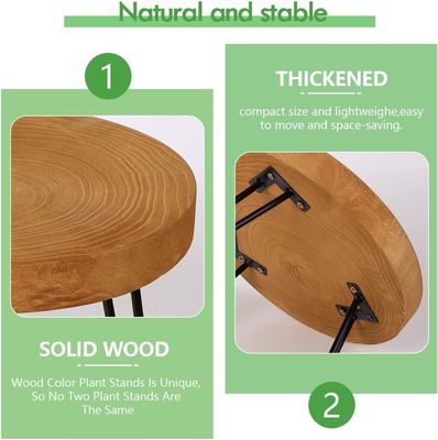 Embalagem de correio Y Estand de planta de madeira redonda para exibição em interiores modernos