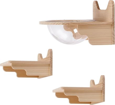 Casa de cápsulas espaciais de gato de madeira montada na parede Conjunto de móveis transparentes para gatos de interior