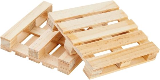 Madeira de cor simples 3.9 X 3.9 Em Logotipo Personalizado Tamanho Quadrado Mini Pallet Natural Cup Mat