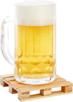 Madeira de cor simples 3.9 X 3.9 Em Logotipo Personalizado Tamanho Quadrado Mini Pallet Natural Cup Mat