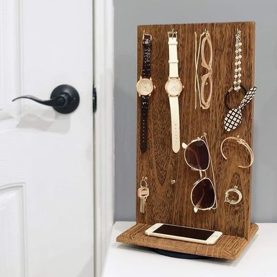 Função de poupança de espaço 9 W X 7.5 D X 16.5 H Equipamento de visualização de jóias de madeira com 32 ganchos