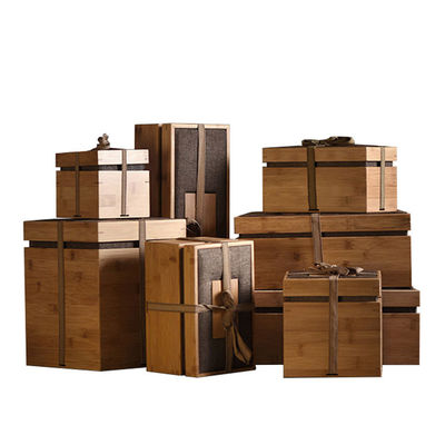 Conjunto de chá de luxo personalizado Caixa-presente Caixa de armazenamento de produtos de bambu Embalagem Caixas de madeira