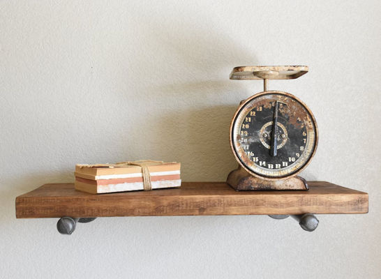 Prateleira flutuante de interior Prateleira de parede de madeira para forno de microondas Prateleira de exibição rústica