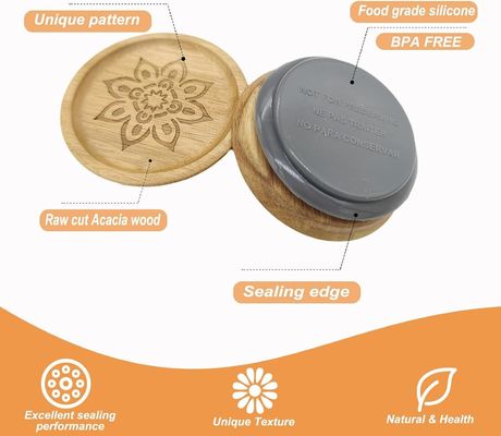 Contenedores de frascos de vidro de alto borosilicato 6Pcs com tampa de madeira de cor simples e tampa de bambu