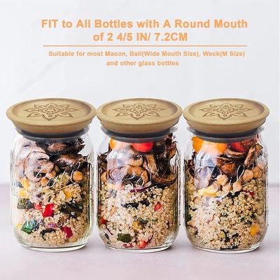 Contenedores de frascos de vidro de alto borosilicato 6Pcs com tampa de madeira de cor simples e tampa de bambu