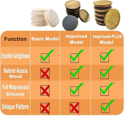 Contenedores de frascos de vidro de alto borosilicato 6Pcs com tampa de madeira de cor simples e tampa de bambu