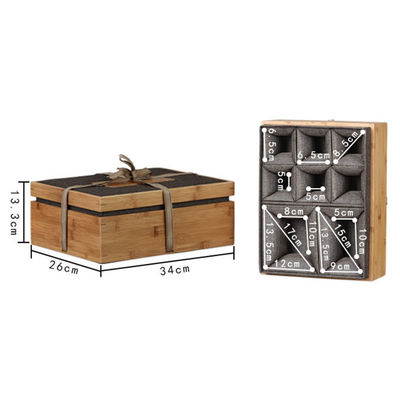 Caixa de embalagem de presente com logotipo gravado Caixa de relógio ambiental de bambu e poliéster para homens