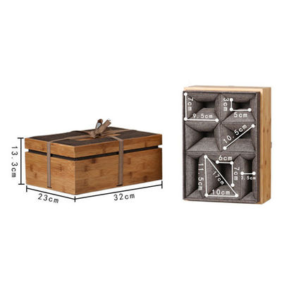 Caixa de embalagem de presente com logotipo gravado Caixa de relógio ambiental de bambu e poliéster para homens