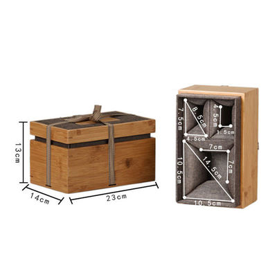 Caixa de embalagem de presente com logotipo gravado Caixa de relógio ambiental de bambu e poliéster para homens