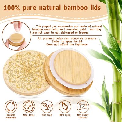 Fresh Style 12 Pcs Jarras de madeira de cor simples para velas Jato de iogurte de vidro tampa tapa madeira