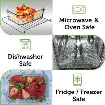 Contenedores de armazenamento de alimentos de vidro de 4 pacotes com tampas de bambu