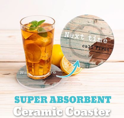 Marmore Sarcástico Absorvente Pedra Cortiça Drink Coasters Com Porta Custom Luxury 6 Pcs