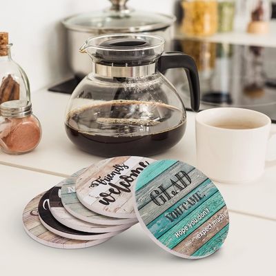 Marmore Sarcástico Absorvente Pedra Cortiça Drink Coasters Com Porta Custom Luxury 6 Pcs