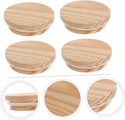 8pcs Coberturas de madeira de bambu não derramamento Velas de vidro de velas Velas herméticas de madeira
