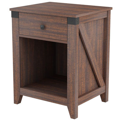 Uma mesa de noite moderna de fazenda com gaveta mesa de cama de madeira rústica 16 x 19 x 24 polegadas