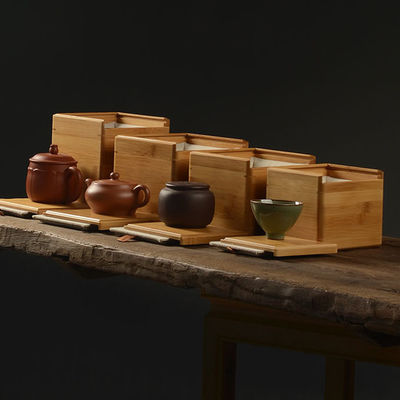 Multi Compartimento Tea Bag Organizer Caixa de madeira com construção de bambu e poliéster