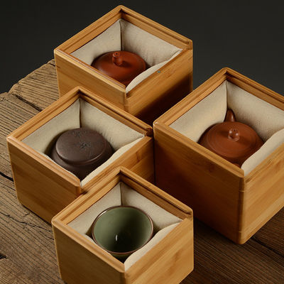 Multi Compartimento Tea Bag Organizer Caixa de madeira com construção de bambu e poliéster